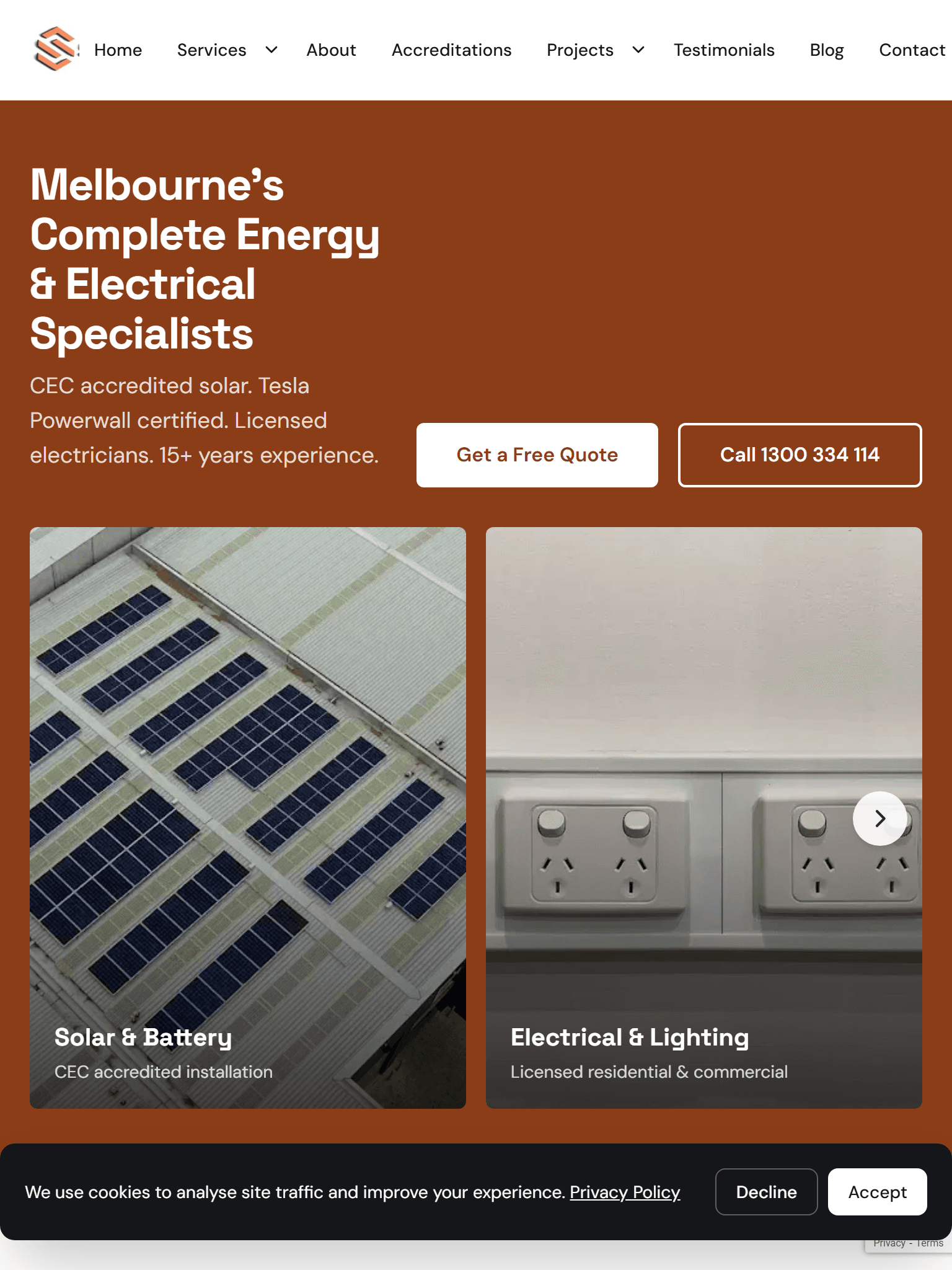 SS Trades website on tablet