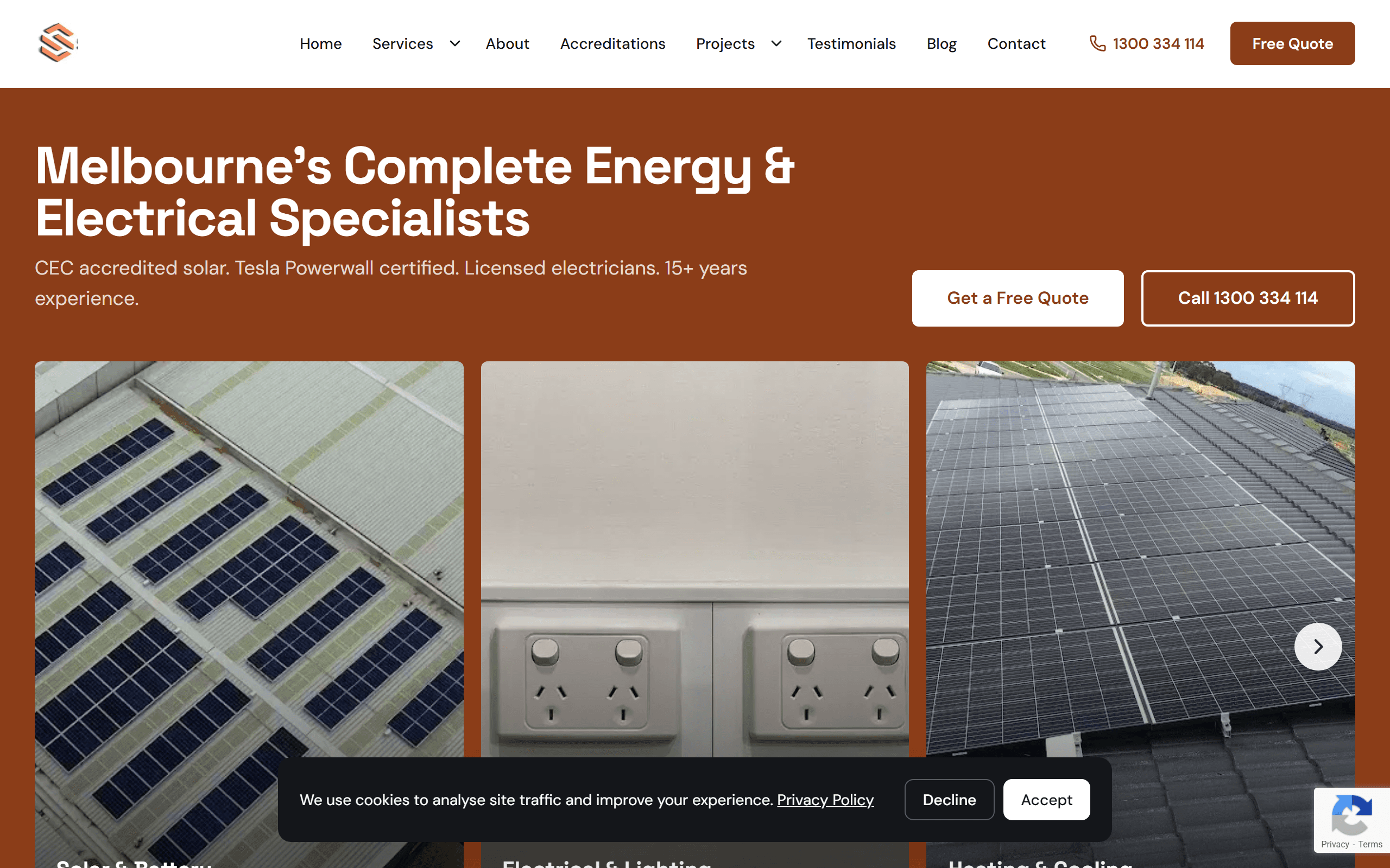 SS Trades website homepage on desktop
